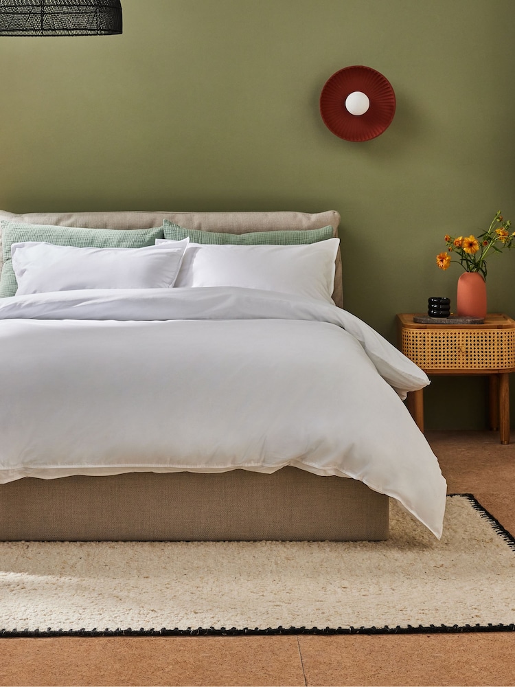 MADE.COM White Cosy Washed Cotton Duvet Cover and Pillowcase Set - Image 1 of 3
