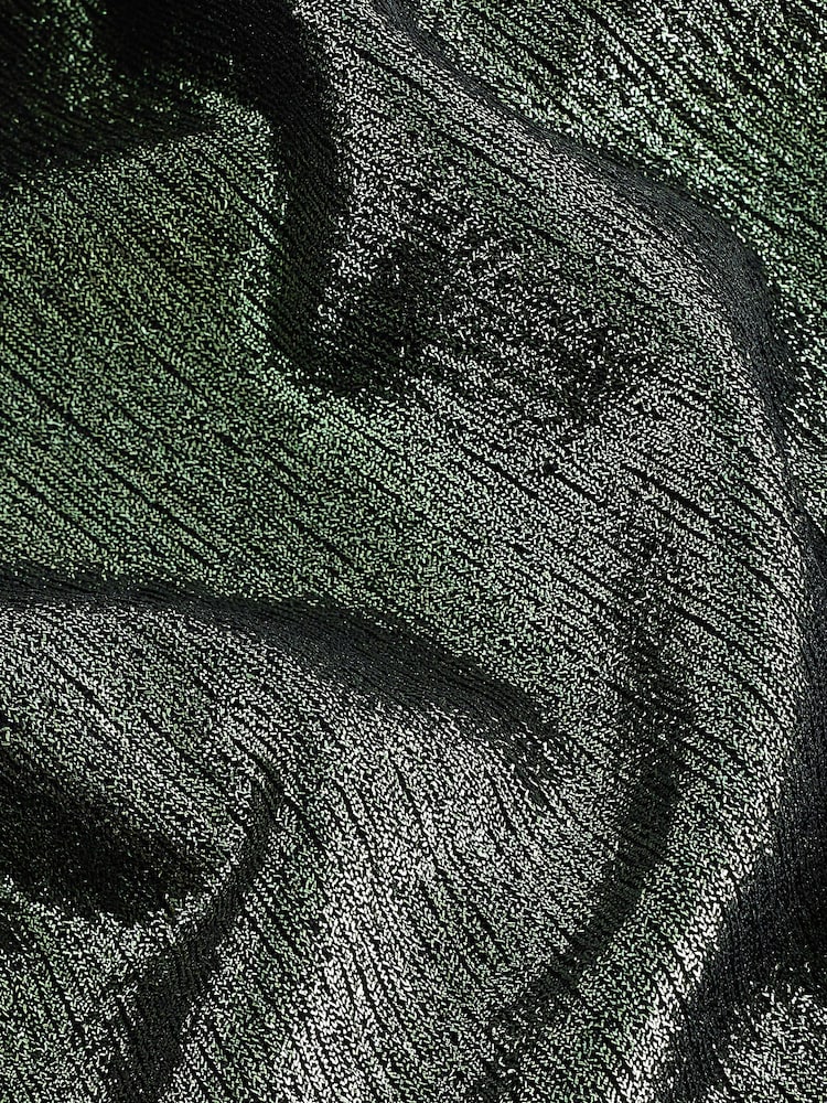 Green Sleeveless Sparkle Drape Cowl Neck Top - Image 9 of 9