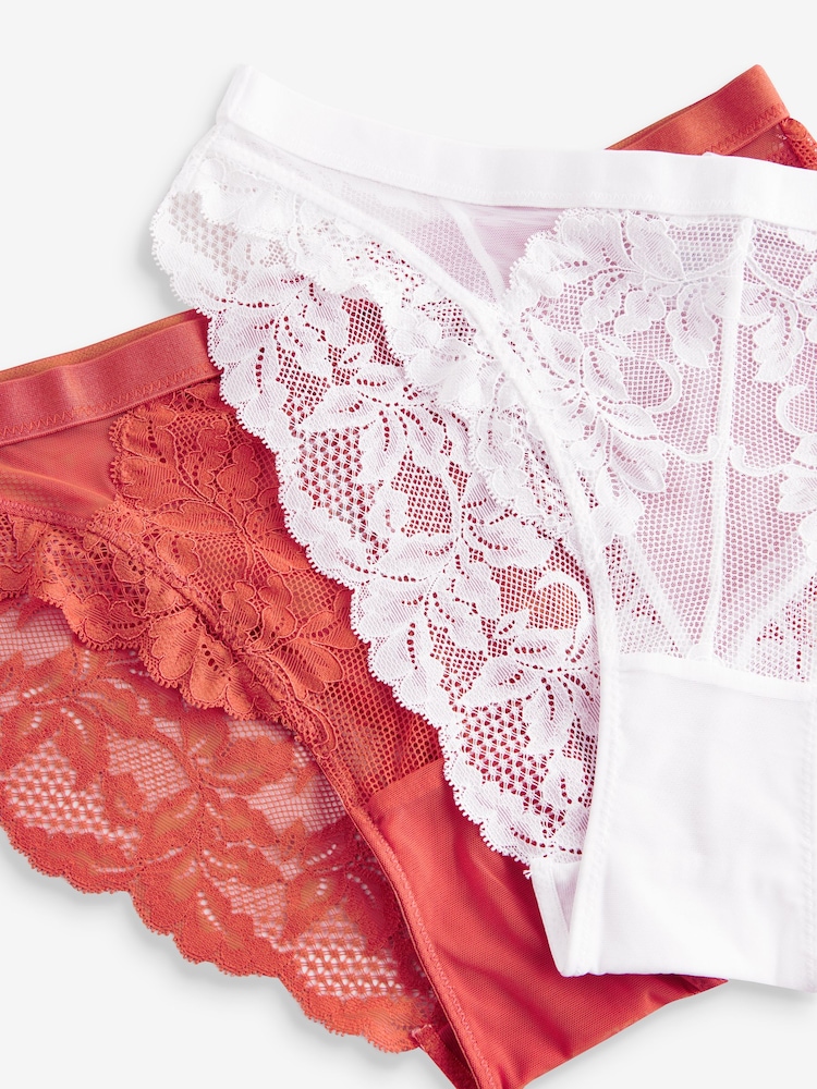 Blanc/Rouille - Culotte haute en dentelle 2 Lot - Image 9 of 10