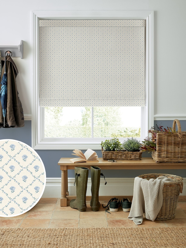 Laura Ashley Pale Seaspray Blue Kate Made to Measure 100% Cotton Roman Blinds - Image 1 of 6
