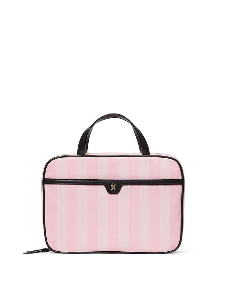Victoria's Secret Iconic Stripe Pink Jetsetter Hanging Makeup Bag - Image 1 of 3