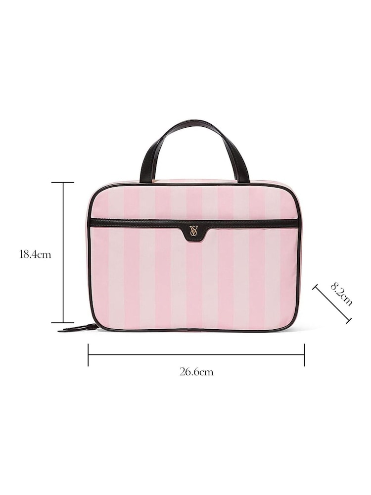 Victoria's Secret Iconic Stripe Pink Jetsetter Hanging Makeup Bag - Image 3 of 3
