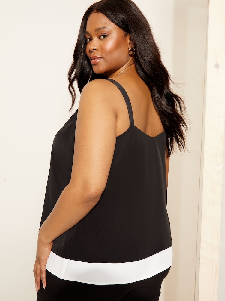 Curves Like These Black Cross Front V Neck Cami Top - Image 4 of 4 Curves Like These Black Cross Front V Neck Cami Top - Image 4 of 4
