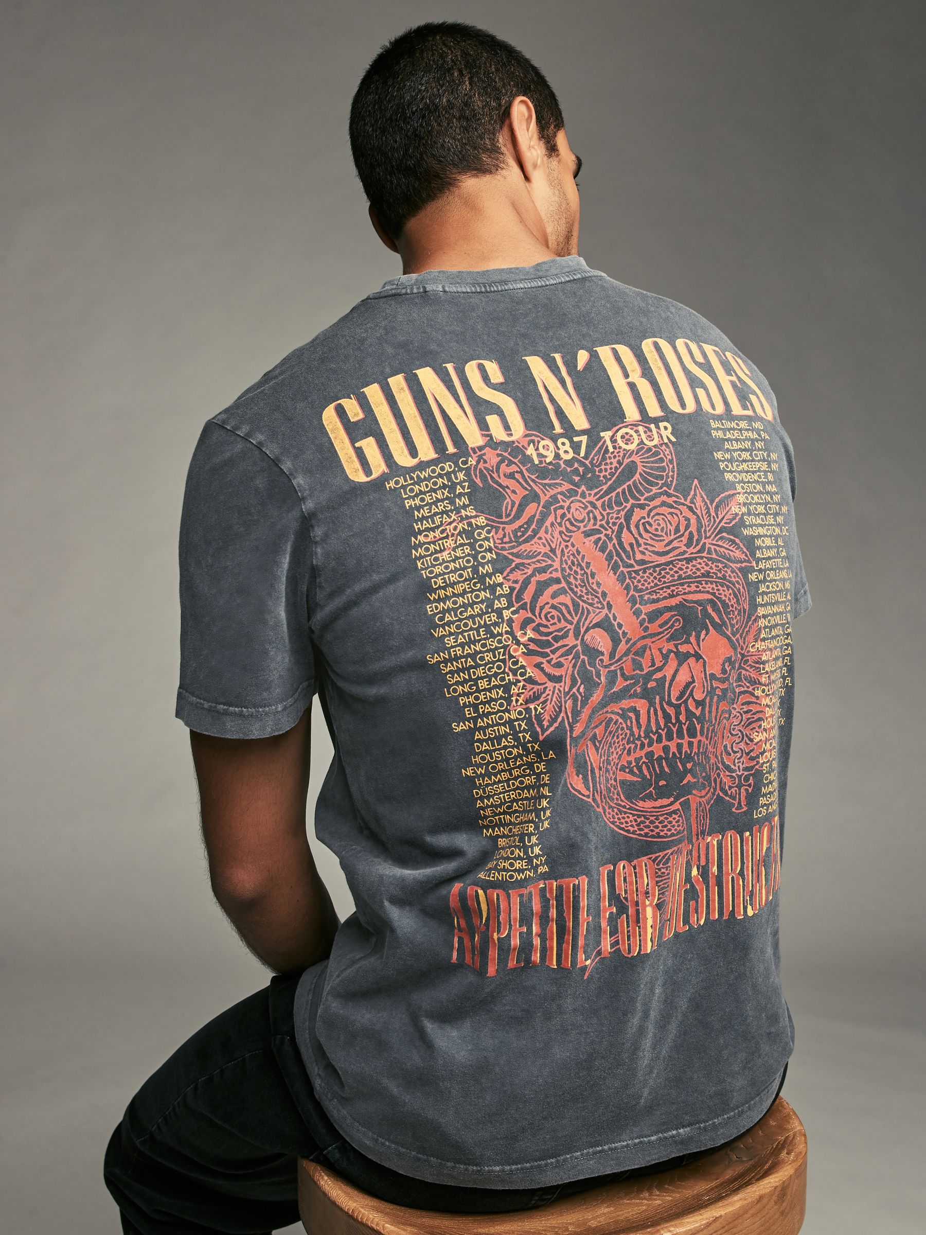 Buy Charcoal Grey Guns N' Roses Regular Fit Band Graphic