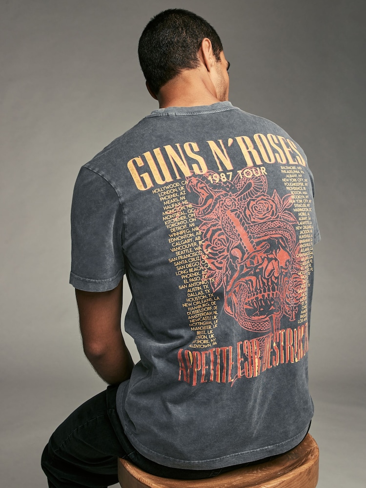 Gris anthracite Guns N' Roses - Ajustement régulier - T-shirt imprimé graphique Band - Image 1 of 8