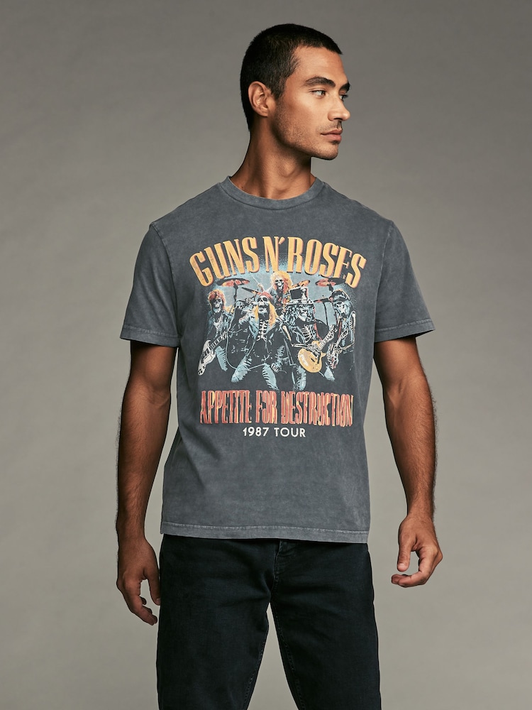Gris anthracite Guns N' Roses - Ajustement régulier - T-shirt imprimé graphique Band - Image 2 of 8
