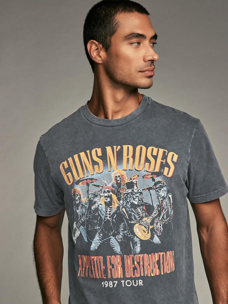 Gris anthracite Guns N' Roses - Ajustement régulier - T-shirt imprimé graphique Band - Image 4 of 8