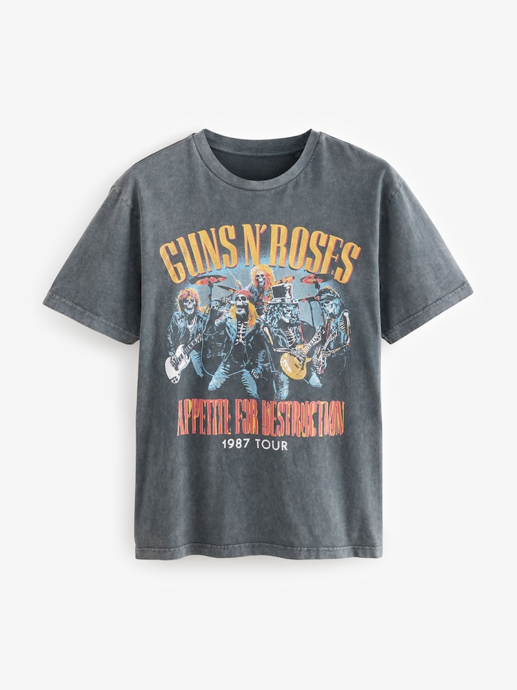 Gris anthracite Guns N' Roses - Ajustement régulier - T-shirt imprimé graphique Band - Image 5 of 8