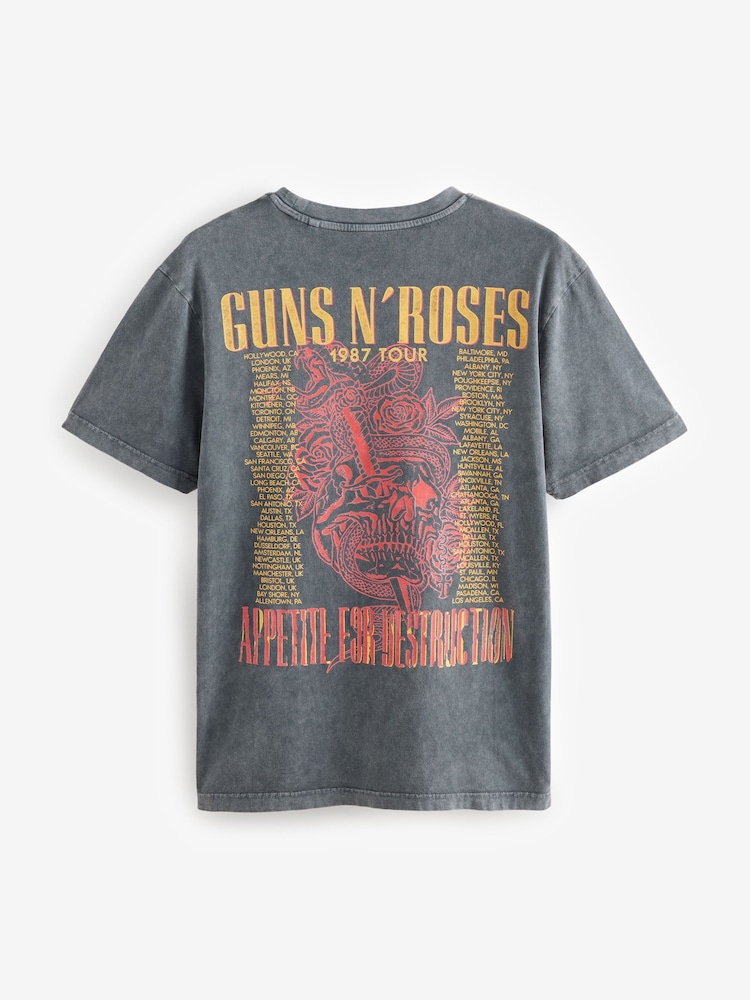 Gris anthracite Guns N' Roses - Ajustement régulier - T-shirt imprimé graphique Band - Image 6 of 8