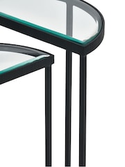 Pacific Glass and Black Metal Half Moon Side Tables Set of 2 - Image 4 of 6
