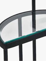 Pacific Glass and Black Metal Half Moon Side Tables Set of 2 - Image 5 of 6