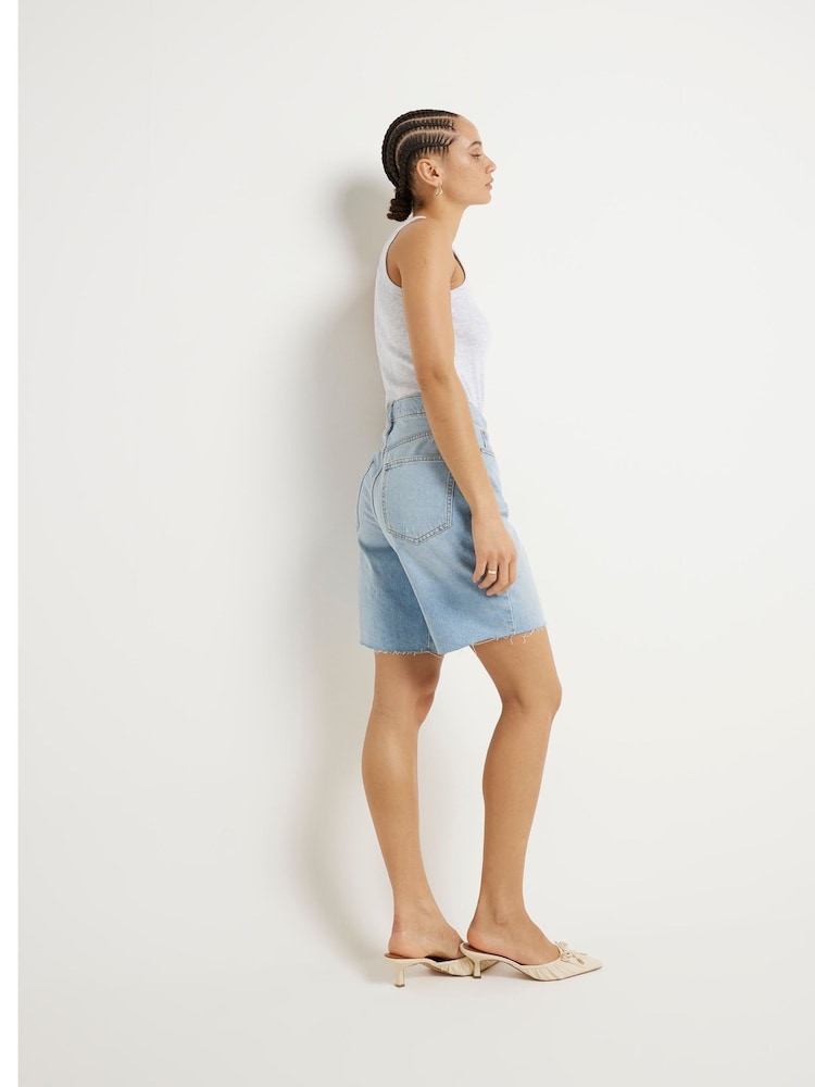 River Island Blue Relaxed Straight Denim Shorts - Image 2 of 4