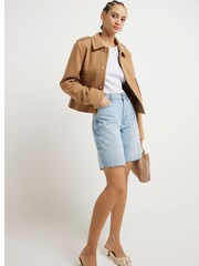 River Island Blue Relaxed Straight Denim Shorts - Image 3 of 4