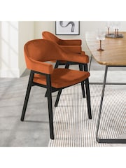 Bentley Designs Weathered Oak Rust Camden Peppercorn Upholstered Arm Chairs Set of 2 - Image 1 of 5