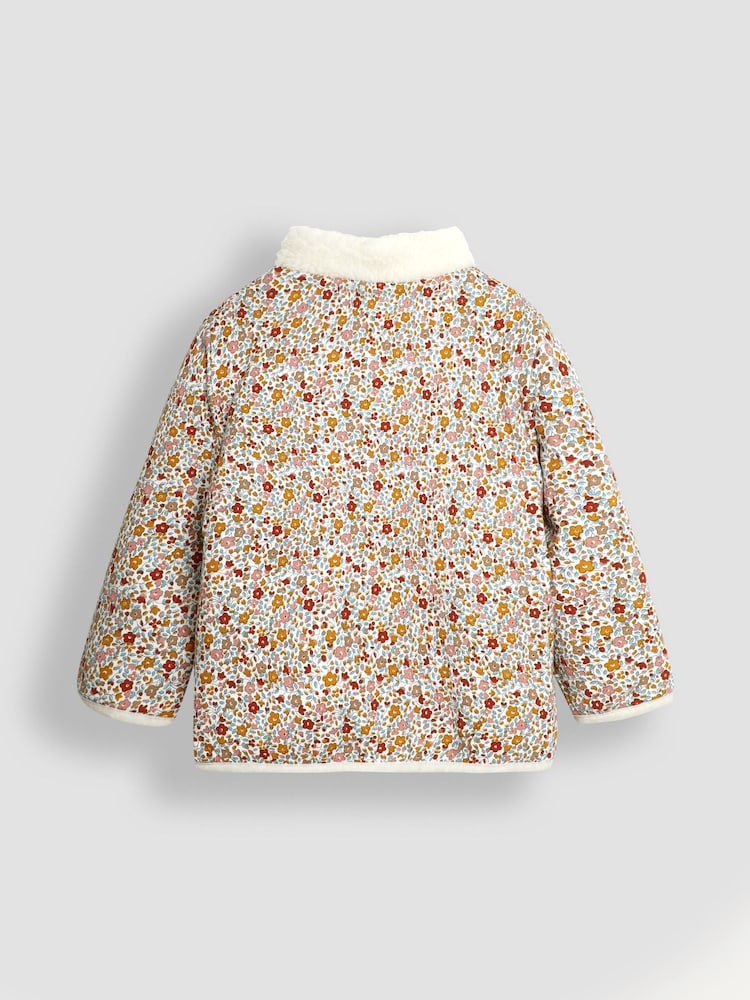 JoJo Maman Bébé Cream Reversible Zip-Up Teddy Fleece - Image 4 of 6