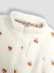 JoJo Maman Bébé Cream Reversible Zip-Up Teddy Fleece - Image 5 of 6