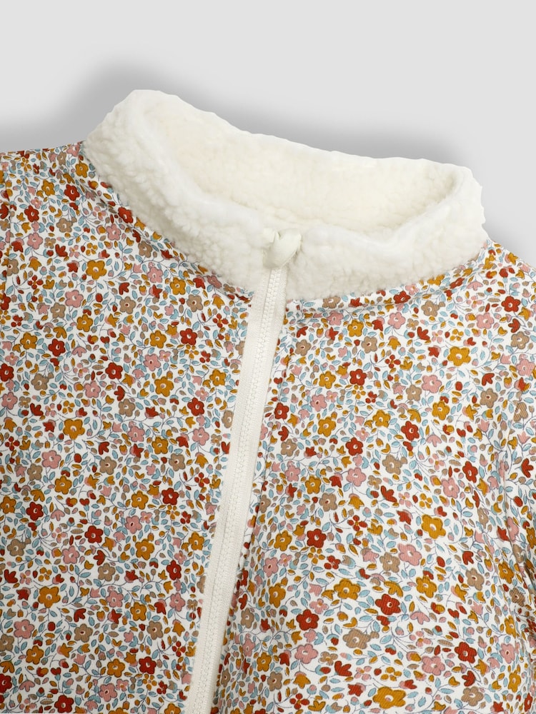 JoJo Maman Bébé Cream Reversible Zip-Up Teddy Fleece - Image 6 of 6