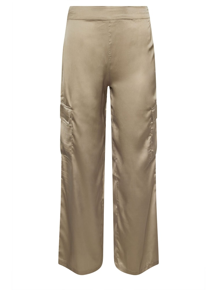 PixieGirl Petite Brown Satin Cargo Wide Leg Trousers - Image 5 of 5 PixieGirl Petite Brown Satin Cargo Wide Leg Trousers - Image 5 of 5