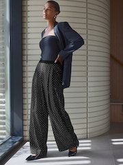 Black Premium Pull On Diamonte Trousers - Image 1 of 8