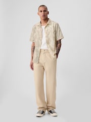 Gap Beige Linen Cotton Short Sleeve Shirt - Image 3 of 4