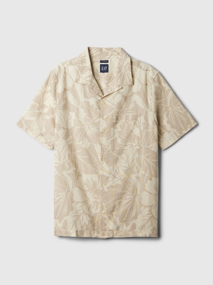 Gap Beige Linen Cotton Short Sleeve Shirt - Image 4 of 4