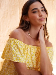 Threadbare Yellow Off The Shoulder Bardot Top - Image 4 of 5