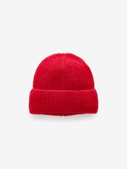 Red Chunky Rib Beanie Hat (1-16yrs) - Image 2 of 3