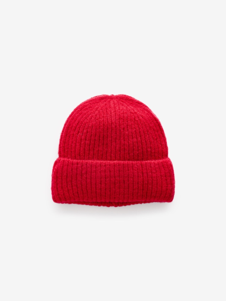 Red Chunky Rib Beanie Hat (1-16yrs) - Image 2 of 3