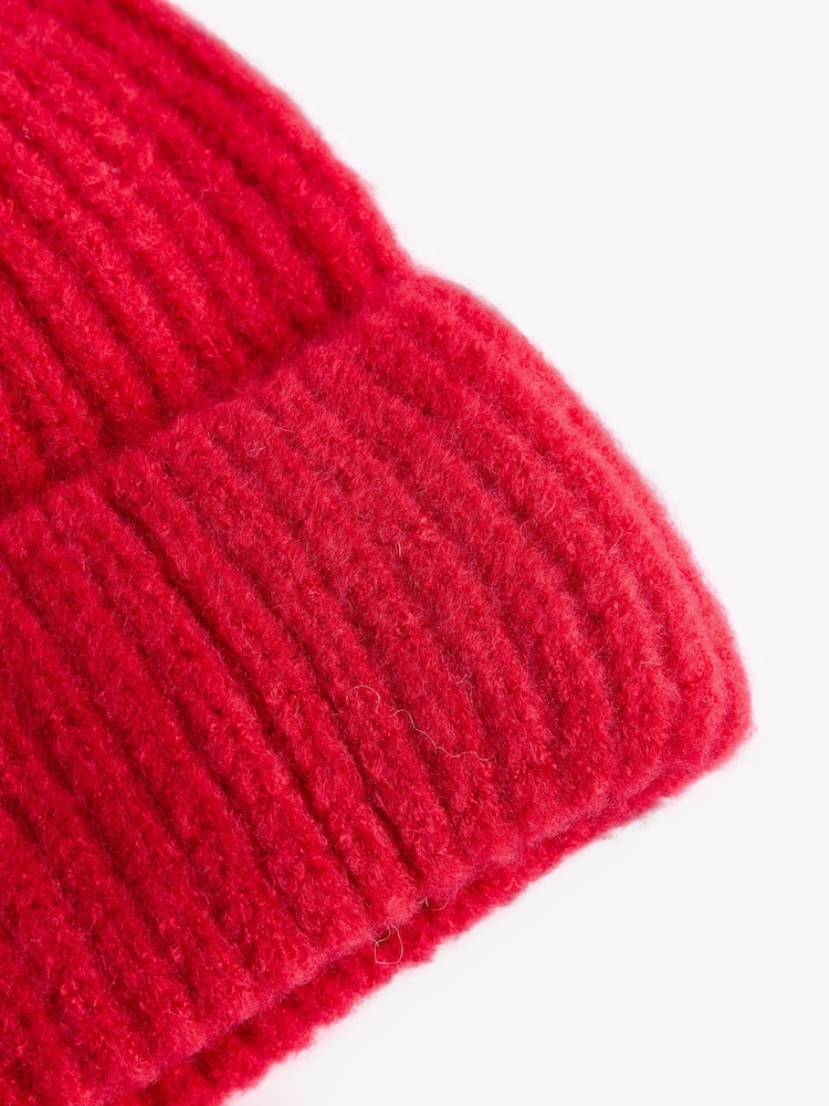 Red Chunky Rib Beanie Hat (1-16yrs) - Image 3 of 3