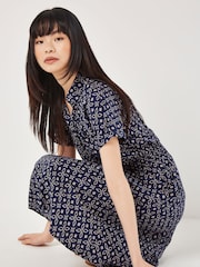 Apricot Blue Batik Floral Collar Midi Dress - Image 2 of 4