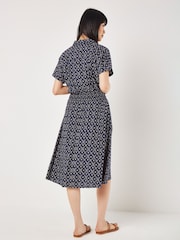 Apricot Blue Batik Floral Collar Midi Dress - Image 4 of 4