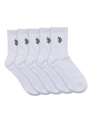 U.S. Polo Assn. White Quarter Mens 100% Cotton Sports Socks 5 Pack - Image 1 of 3
