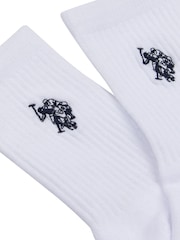 U.S. Polo Assn. White Quarter Mens 100% Cotton Sports Socks 5 Pack - Image 3 of 3