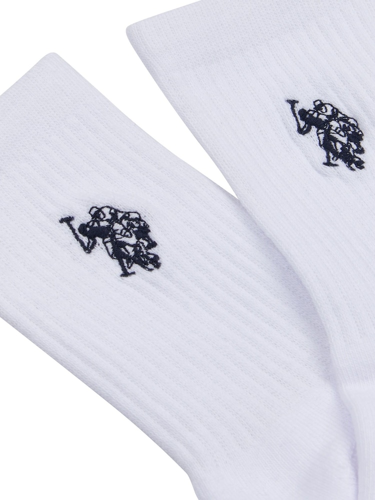U.S. Polo Assn. White Quarter Mens 100% Cotton Sports Socks 5 Pack - Image 3 of 3