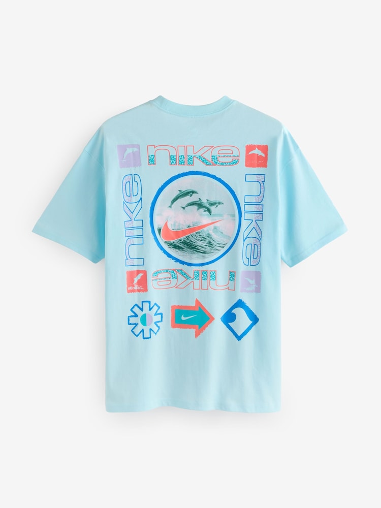 Nike Blue Sportswear Back Graphic Print T-Shirt - Image 2 of 2