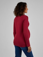 JoJo Maman Bébé Rust Red Ribbed Jersey Maternity & Nursing Top - Image 2 of 4
