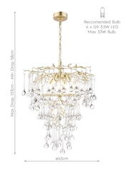 Laura Ashley Gold Willlow 4 Light Tall Chandelier - Image 5 of 5