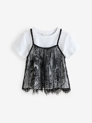 Black Lace Cami And 100% Cotton T-Shirt Set (3-16yrs) - Image 5 of 9