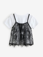 Black Lace Cami And 100% Cotton T-Shirt Set (3-16yrs) - Image 6 of 9