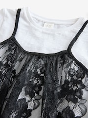 Black Lace Cami And 100% Cotton T-Shirt Set (3-16yrs) - Image 8 of 9
