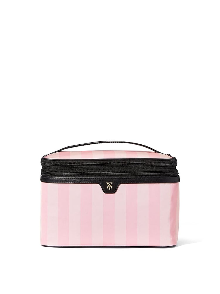 Victoria's Secret Iconic Stripe Pink Makeup Bag - Image 1 of 3