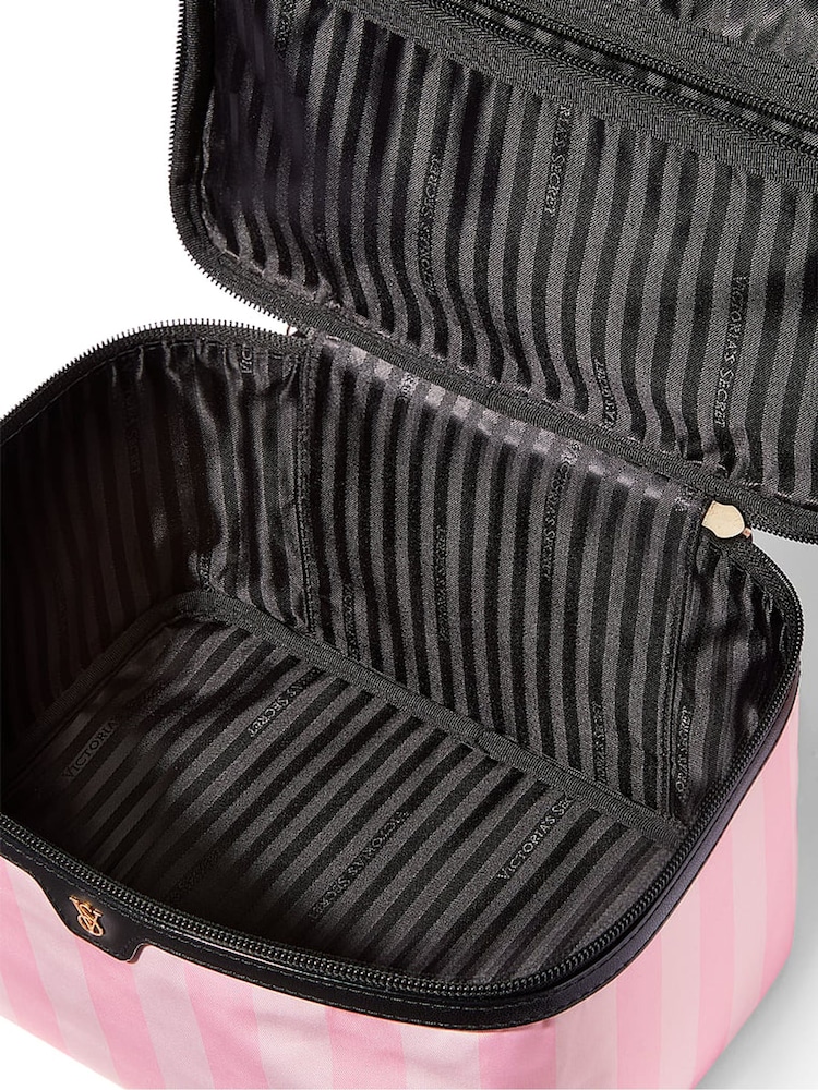 Victoria's Secret Iconic Stripe Pink Makeup Bag - Image 2 of 3