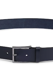 HUGO Blue Leather Belt With Red Stitching and Branded Buckle - Image 4 of 5