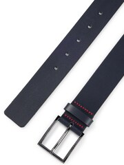 HUGO Blue Leather Belt With Red Stitching and Branded Buckle - Image 5 of 5
