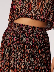 Apricot Brown Ikat Print Tiered Chiffon Skirt - Image 3 of 5