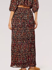 Apricot Brown Ikat Print Tiered Chiffon Skirt - Image 5 of 5