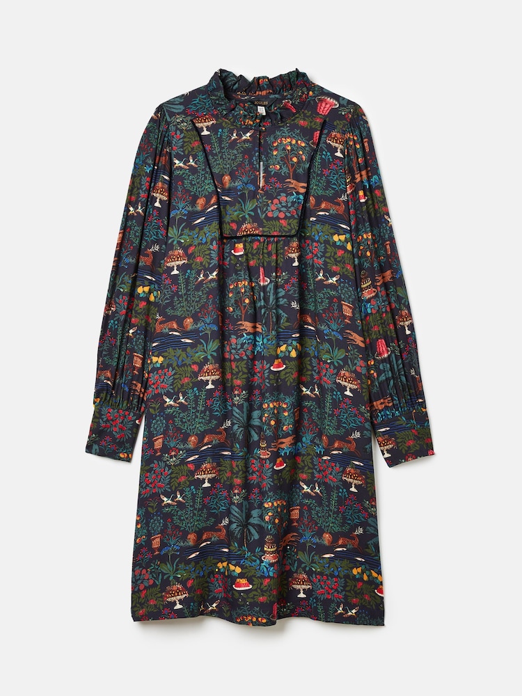 Joules Rosette Black Printed Dress with Pie Crust Neck - Image 9 of 9