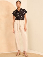 Love & Roses Black Foil Roll Sleeve Utility Shirt - Image 3 of 4