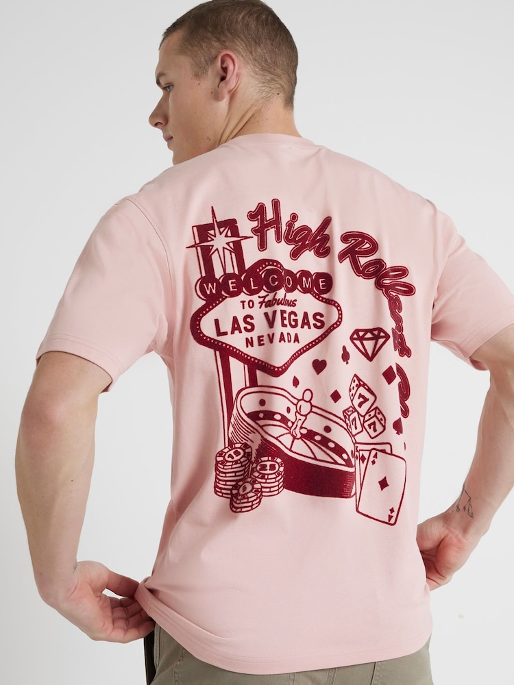 River Island Pink Regular Fit Short Sleeve High Roller 100% Cotton T-Shirt - Image 1 of 5 River Island Pink Regular Fit Short Sleeve High Roller 100% Cotton T-Shirt - Image 1 of 5
