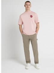 River Island Pink Regular Fit Short Sleeve High Roller 100% Cotton T-Shirt - Image 3 of 5